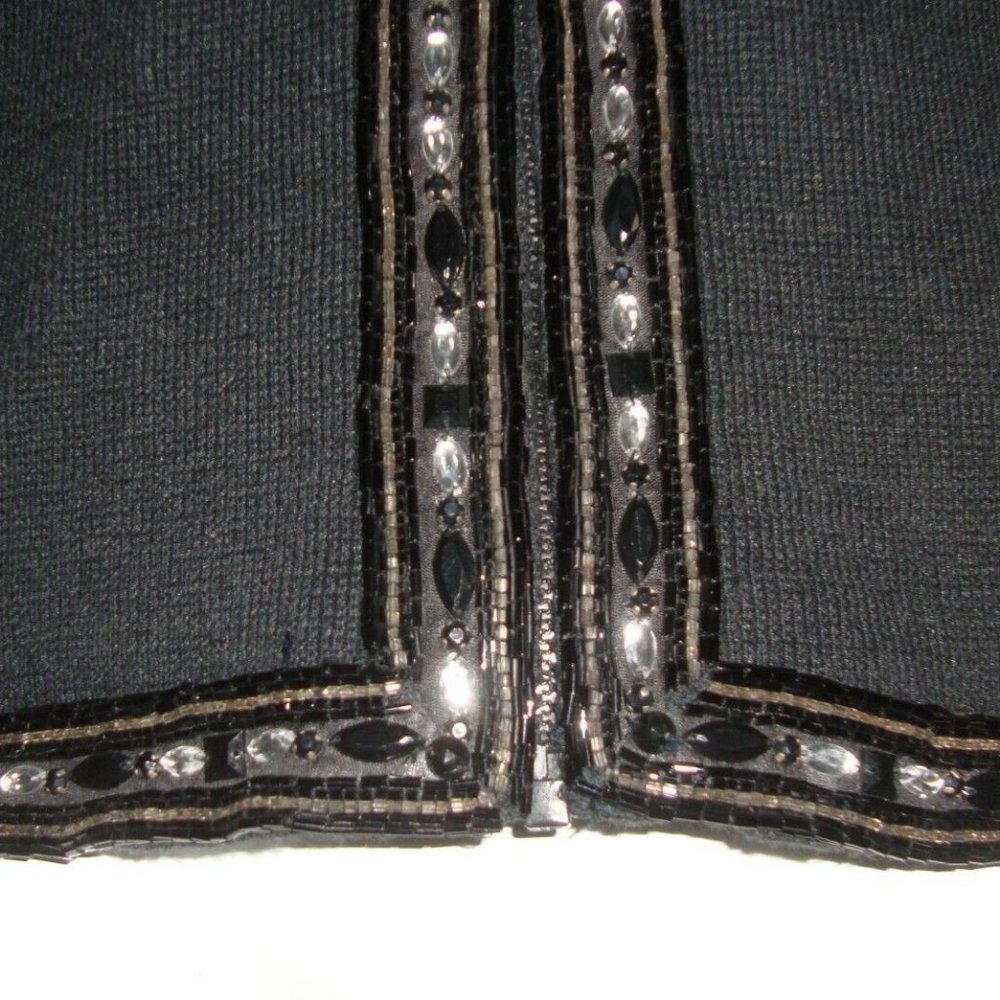 BONNIE BOERER RETRO 50'S BLACK ZIP CARDIGAN - Picture 4 of 6